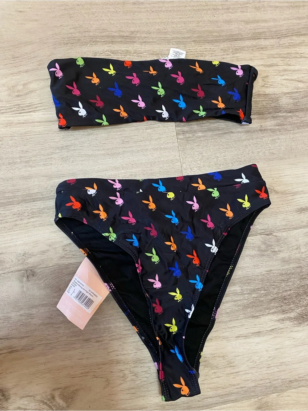 Playboy x Missguided Black Rainbow Bunny Bikini- NWT